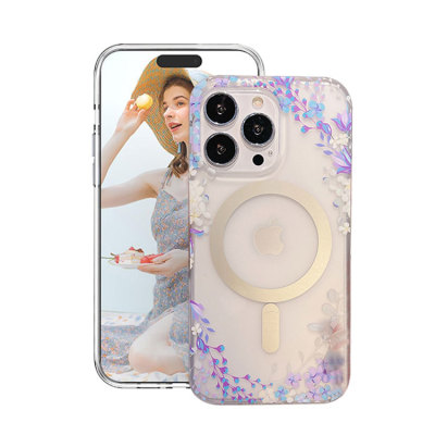 iPhone 14 Plus Case - Heavy Duty Phone Case - Casebus Floral Magnetic Phone Case, Support Magsafe, Cute Flowers Shockproof Protective Cover - JOY
