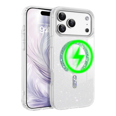 iPhone 17 Pro Max Case - Heavy Duty Glitter Phone Case - Casebus Clear Glitter Phone Case, Support Magsafe, Glitter Star, Shockproof Protective Cover - MAISE