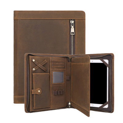 iPad Air 6 (2024 11Inch) Case - Casebus Retro Zipped Case for iPad, Premium Leather, with Pencil Holder & Card Slots, Shockproof Protective Cover - RETRO ZIPPER CASE