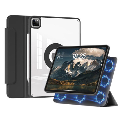 iPad 8 (2020 10.2Inch) Case - Casebus Detachable Flip Case for iPad, Magnetic Rotating Stand, Transparent Hard PC Back, Smart Sleep/Wake - ROTATING MAGNETIC CASE
