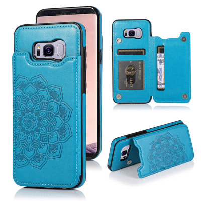 Samsung Galaxy S8 Plus Case - Wallet Phone Case - Casebus Classic Mandala Wallet Phone Case, Credit Card Holder, Leather, Double Magnetic Buttons, Shockproof Case - MANDALA