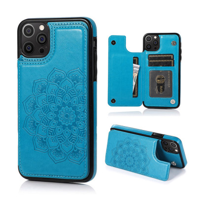 iPhone 15 Case - Wallet Phone Case - Casebus Classic Mandala Wallet Phone Case, Credit Card Holder, Leather, Double Magnetic Buttons, Shockproof Case - MANDALA