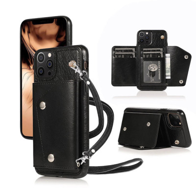 iPhone SE 2022/2020 Case - Crossbody Wallet Phone Case - Casebus Classic Fashion Wallet Phone Case, with long strap, Credit Card Holder, Leather, Handbag Purse Wrist Strap Protective Case - JULIAN CROS