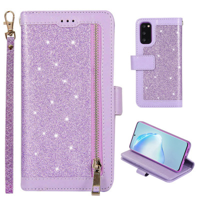 Samsung Galaxy S21 Plus Case - Folio Flip Wallet Phone Case - Casebus Glitter Bling 9 Cards Slots Wallet Phone Case, Leather Flip, Zipper, Kickstand, Protective Case - PEABODY
