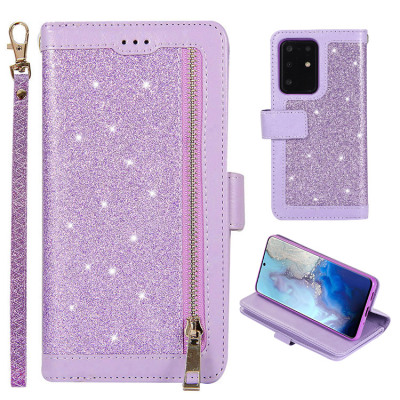 Samsung Galaxy S20 Ultra Case - Folio Flip Wallet Phone Case - Casebus Glitter Bling 9 Cards Slots Wallet Phone Case, Leather Flip, Zipper, Kickstand, Protective Case - PEABODY