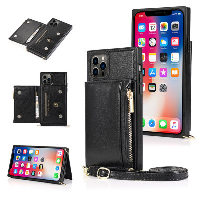 iPhone 14 Pro Max Case - Crossbody Wallet Phone Case - Casebus Classic Square Crossbody Wallet Phone Case, Credit Card Holder, Money Pocket, Leather Kickstand Strap Shockproof Case - TABIA