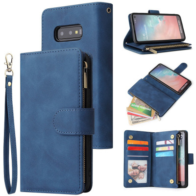 Samsung Galaxy S10e Case - Folio Flip Wallet Phone Case - Casebus Classic Flipper Wallet Phone Case, Premium Retro Leather, Folio Zipper, Magnetic Closure, Stand Holder with Wrist Strap Shockproof Case - FLIPPER