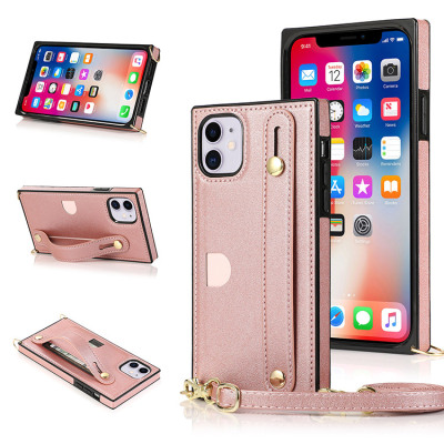 iPhone 8 Plus / 7 Plus Case - Crossbody Wallet Phone Case - Casebus Hand Strap Holder Crossbody Wallet Phone Case, Credit Card Holder, Adjustable Removable Shoulder Strap, Leather Kickstand Shockproof Case - AINGEAL