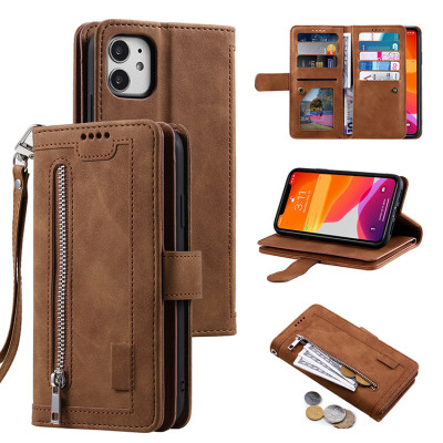 Samsung Galaxy S22 Ultra Case - Folio Flip Wallet Phone Case - Casebus Retro Wallet Phone Case, 9 Card Slots, Zipper Pocket Handbag, Leather, Magnetic Closure, Wrist Strap, Kickstand Shockproof Case - PARVEEN
