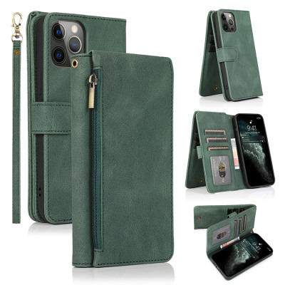 iPhone 13 Pro Case - Folio Flip Wallet Phone Case - Casebus Vintage Leather Flip Wallet Phone Case, 8 Card Slots 2 Cash Pockets Magnetic Closure, Kickstand with Wrist Strap Shockproof Cover - SENAAH