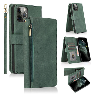 Folio Flip Wallet Phone Case - Casebus Vintage Leather Flip Wallet Phone Case, 8 Card Slots 2 Cash Pockets Magnetic Closure, Kickstand with Wrist Strap Shockproof Cover - SENAAH