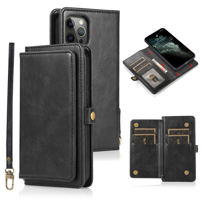 iPhone 13 Case - Detachable Folio Flip Wallet Phone Case - Casebus Classic Detachable Wallet Phone Case, 7 Card Slots, 2 Money Pockets, Magnetic Closure, Folio Flip, Leather, Removable Strap - RANIER