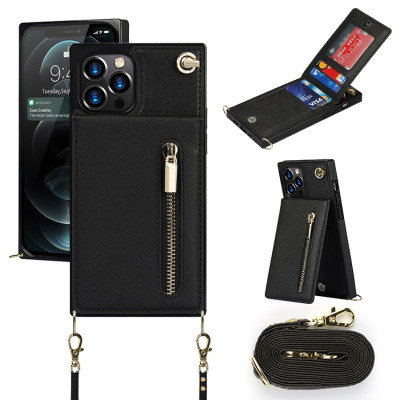 iPhone 12 Case - Crossbody Wallet Phone Case - Casebus Crossbody Wallet Phone Case, 5 Card Slots, Premium Leather, Kickstand Shockproof Case - ALIANNA