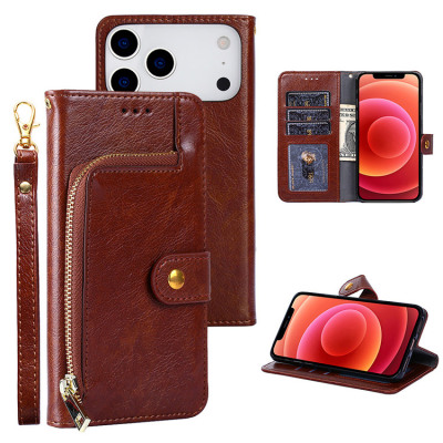 Folio Flip Wallet Phone Case - Casebus Zipper Wallet Phone Case, Credit Card Holder Slot Leather Flip Kickstand Magnetic Protective Cover - VOLKER