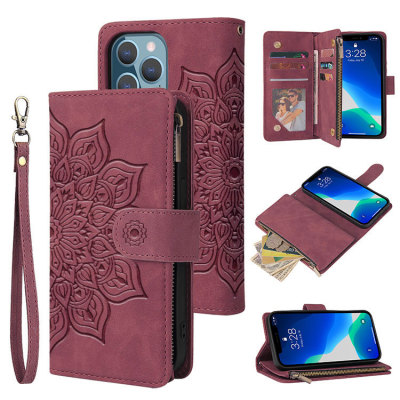 Folio Flip Wallet Phone Case - Casebus Classic Pattern Wallet Phone Case, Premium Retro Leather Folio Zipper Magnetic Closure Stand Holder with Wrist Strap Shockproof Case - FLIPPER