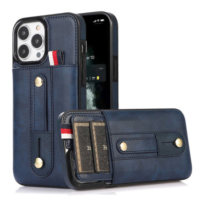 iPhone 14 Plus Case - Wallet Phone Case - Casebus Back Wristband Ring Wallet Phone Case, Leather with Pushable Card Slots Ultra Thin Kickstand Shockproof Cover - RABAN