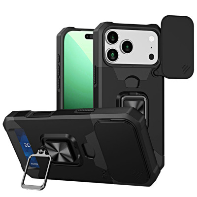 iPhone Air Case - Wallet Heavy Duty Phone Case - Casebus Wallet Phone Case, with Sliding Camera Cover, Card Holder Magnetic Ring Kickstand Heavy Duty Protective Cover - MYCHAL