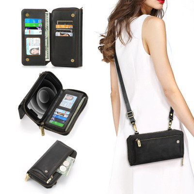 Samsung Galaxy S23 Ultra Case - Detachable Folio Flip Crossbody Wallet Phone Case - Casebus Classic Wallet Phone Case, 13 Card Slots 2 Purse 1 Zipper, Detachable - SOLANA