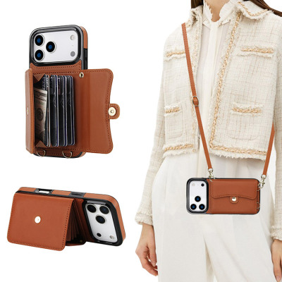 Crossbody Wallet Phone Case - Casebus Crossbody Wallet Phone Case, Magnetic Closure Flip Handbag, Leather, Card Holder, Wrist Strap Lanyard, RFID Blocking Kickstand Cover - AMELIA