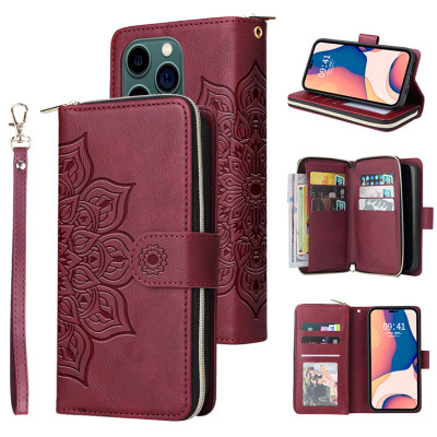 iPhone 15 Case - Folio Flip Wallet Phone Case - Casebus Classic Wallet Phone Case, 9 Card Slots, Mandala Pattern, Premium Leather, Credit Card Holder, Shockproof Case - BENNIE
