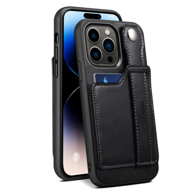 iPhone 15 Case - Wallet Phone Case - Casebus Classic Wallet Phone Case, Slim Wrist Hand Strap, with Card Holder - GERREY