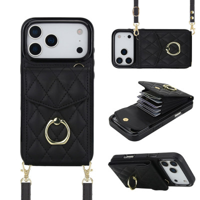 iPhone 17 Pro Max Case - Wallet Crossbody Phone Case - Casebus Crossbody Wallet Phone Case, 360 Rotation Ring Holder, Card Slots & Detachable Wrist Strap, RFID Blocking, Kickstand, Shockproof Cover - HAIDEE