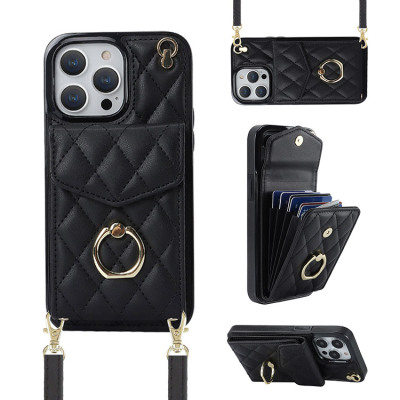 iPhone 15 Case - Wallet Crossbody Phone Case - Casebus Crossbody Wallet Phone Case, 360 Rotation Ring Holder, Card Slots & Detachable Wrist Strap, RFID Blocking, Kickstand, Shockproof Cover - HAIDEE