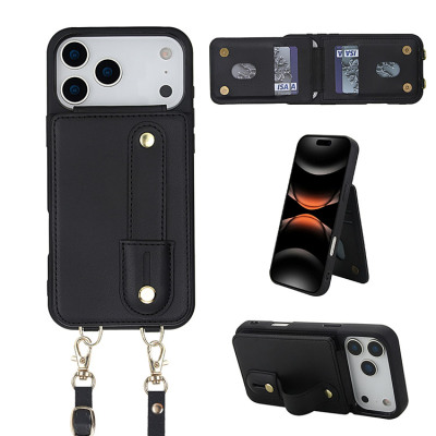 iPhone 17 Pro Max Case - Wallet Crossbody Phone Case - Casebus Crossbody Wallet Phone Case, Credit Card Slots, Detachable Lanyard Strap, Premium Leather, Kickstand & Shockproof Cover - VALE