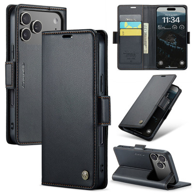iPhone Air Case - Folio Flip Wallet Phone Case - Casebus Flip Folio Phone Wallet Case, Premium Leather, Magnetic Clasp & RFID Blocking Credit Card Slots, Kickstand Shockproof Cover - HARPER
