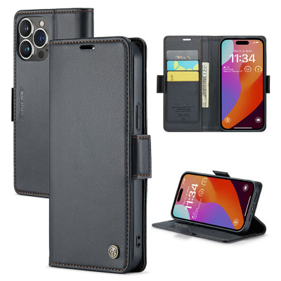 iPhone 15 Case - Folio Flip Wallet Phone Case - Casebus Flip Folio Phone Wallet Case, Premium Leather, Magnetic Clasp & RFID Blocking Credit Card Slots, Kickstand Shockproof Cover - HARPER