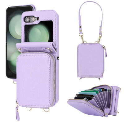 iPhone 8 Plus / 7 Plus Case - Crossbody Wallet Phone Case - Casebus Crossbody Wallet Case, Premium Leather, Zipper Accordion Card Holder, Large Capacity & Adjustable Lanyards Wrist Strap - KALONICE