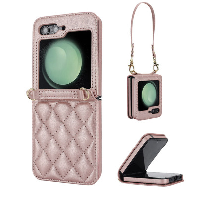 iPhone 14 Case - Crossbody Wallet Phone Case - Casebus Slim Fashion Crossbody Case, Leather Lozenge Pattern, Adjustable Lanyard & Wrist Strap - OLIVIA