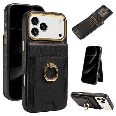iPhone 17 Pro Max Case - Wallet Phone Case - Casebus 360 Rotation Finger Ring Wallet Case, with Magnetic Snap Card Holder, Kickstand Shockproof Cover - ROWAN