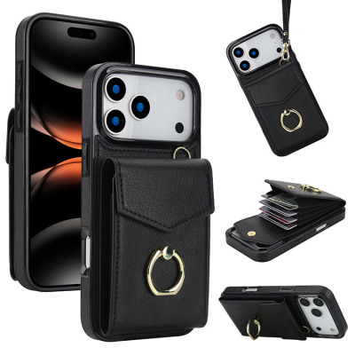 iPhone Air Case - Wallet Phone Case - Casebus 360° Rotation Ring Wallet Case, with Card Slots & Wrist Strap - BETHANY