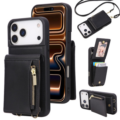 iPhone Air Case - Crossbody Wallet Phone Case - Casebus Crossbody Wallet Case, Leather Bag, with Card Holder & Magnetic Closure Zipper Purse, Removable Strap - JULIET