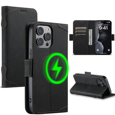 iPhone 14 Plus Case - Wallet Folio Flip Phone Case - Casebus Magsafe Wallet Case, Magnetic Flip Folio Leather Case, Support Wireless Charging, Shockproof - CAMERON