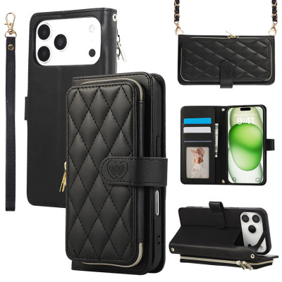 Crossbody Wallet Folio Flip Phone Case - Casebus Flip Crossbody Wallet Case, Leather Zipper Purse, with Wrist Strap & Shoulder Strap - WILLOW