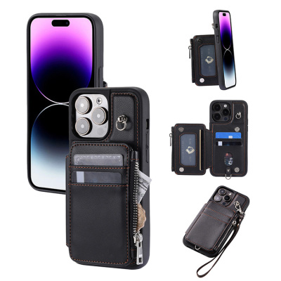 iPhone 14 Pro Case - Crossbody Wallet Phone Case - Casebus Zipper Wallet Phone Case, Leather Card Holder, with Wrist Strap & Shoulder Strap - MELODIE