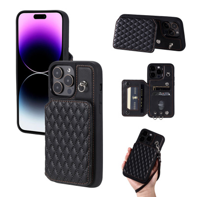 iPhone 14 Case - Crossbody Wallet Phone Case - Casebus Crossbody Wallet Phone Case, Magnetic Clasp Bracket Card Holder, with Wrist Strap & Shoulder Strap - RADNOR