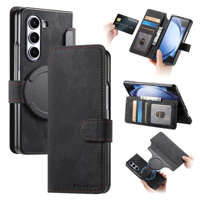 Samsung Galaxy Z Fold 6 Case - Wallet Detachable Folio Flip Phone Case - Casebus Retro Magnetic Wallet Case, Support Magsafe, Detachable 2In1 Folio Flip Cover, with Card Slots - CASSIDY