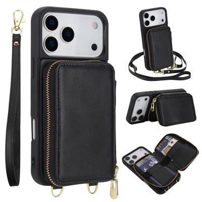 iPhone 14 Case - Wallet Crossbody Phone Case - Casebus Crossbody Wallet Phone Case, Leather Zipper Pocket Purse Handbag, with Credit Card Holder & Wristband - SOPHIA
