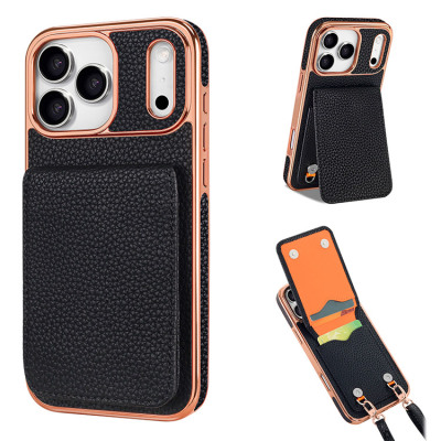 iPhone 14 Plus Case - Wallet Crossbody Phone Case - Casebus Crossbody Wallet Phone Case, Luxury Electroplated Bumper, Magnetic Flip, with Card Holder - VIOLET