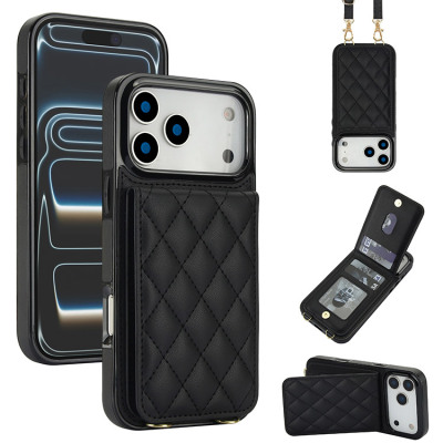 iPhone 16 Plus Case - Wallet Crossbody Phone Case - Casebus Crossbody Wallet Phone Case, Durable PU Leather Cover, RFID Blocking Credit Card Slot, with Adjustable Lanyard - DELILAH