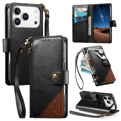 Google Pixel 6 Case - Wallet Folio Flip Phone Case - Casebus Stylish Zipper Wallet Phone Case, Magnetic Buckle Flip Cover, Credit Card Slots, with Wristband - ASPEN
