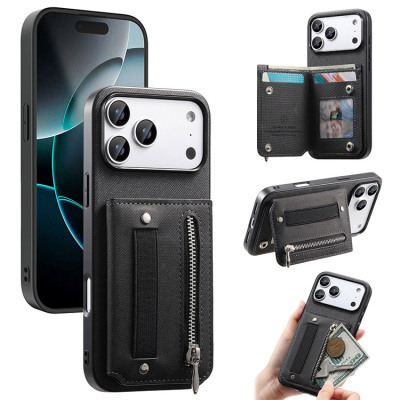 iPhone 16 Plus Case - Wallet Phone Case - Casebus Leather Zipper Wallet Phone Case, Magnetic Closure, Credit Card Slots, Shockproof Protective Cover - BALDWIN