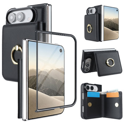 iPhone 18 Pro Max Case - Wallet Phone Case - Casebus Leather Wallet Phone Case, Magnetic Snap, Built-in Screen Protector, with 360 Rotation Ring Kickstand - ESTHER