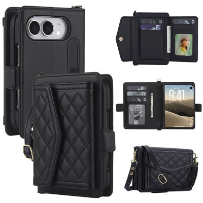 iPhone Duo Case - Wallet Folio Flip Crossbody Phone Case - Casebus Crossbody Flip Wallet Phone Case, Magnetic Closure, with RFID Blocking Credit Card Holder Slot & Wristband - EARTHA