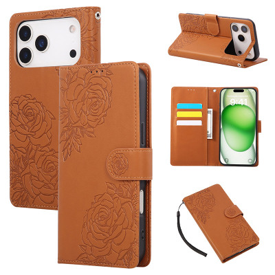 Wallet Folio Flip Phone Case - Casebus Flip Wallet Phone Case, Stylish Flowers Pattern Design, Magnetic Closure, with Card Slots & Wrist Strap - BERTHA