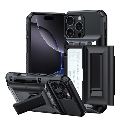 iPhone 14 Pro Case - Heavy Duty Wallet Phone Case - Casebus Classic Wallet Phone Case, with Credit Card Holder & Kickstand Sliding Slot, Heavy Duty Shockproof Protective Cover - GREG