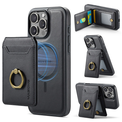 iPhone 16e Case - Wallet Detachable Phone Case - Casebus Detachable Magnetic Wallet Phone Case, Support Magsafe, with Card Slot & 360° Rotating Ring Kickstand - HARLOW